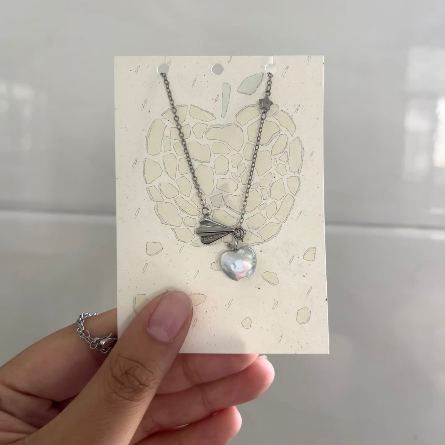 Gege Origami Crane Little Apple Pearl Necklace