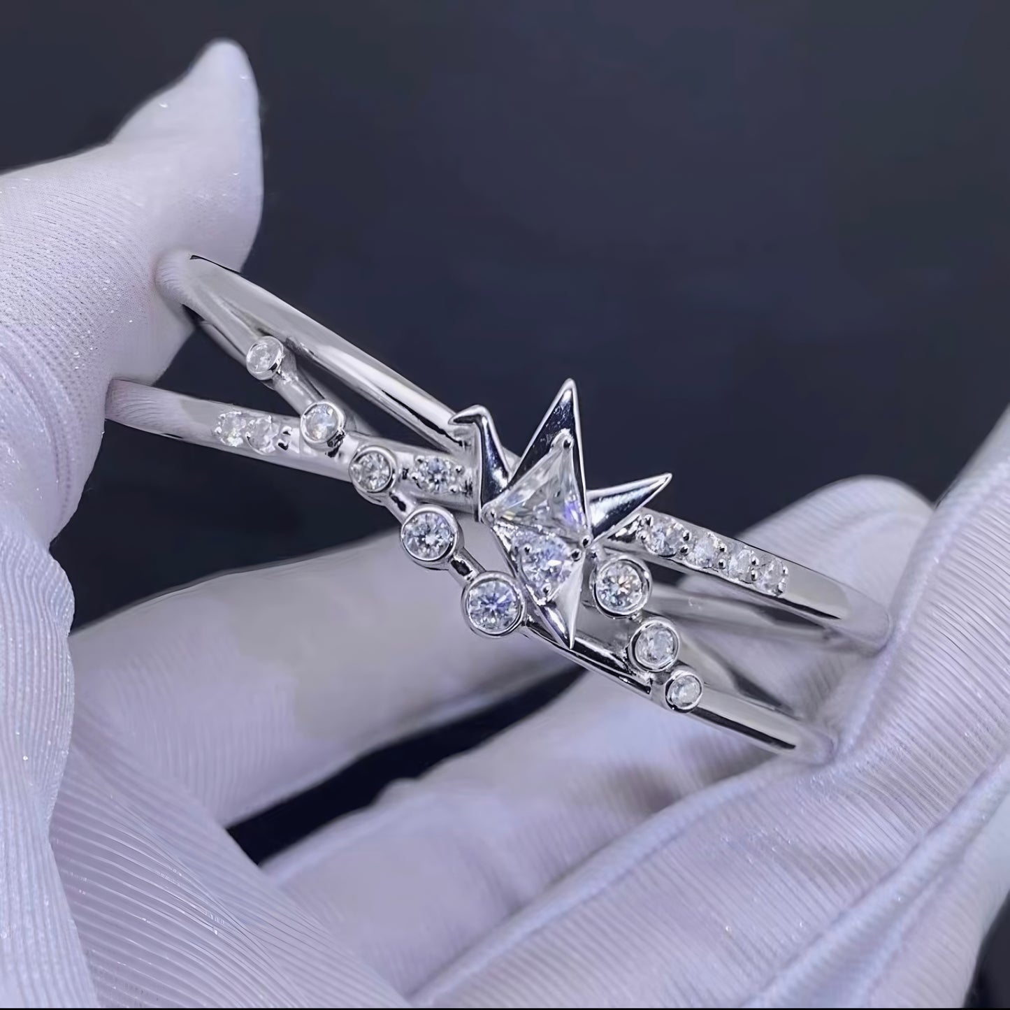 Caleb Bracelet — 999 Sterling Silver, Platinum Plated, with Moissanite Gemstones