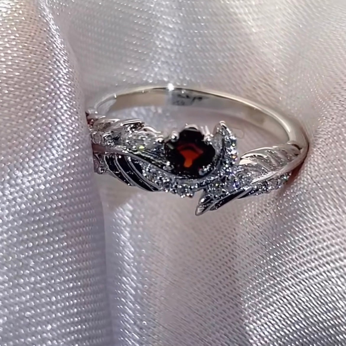 Kitten Red Center Stone Ring