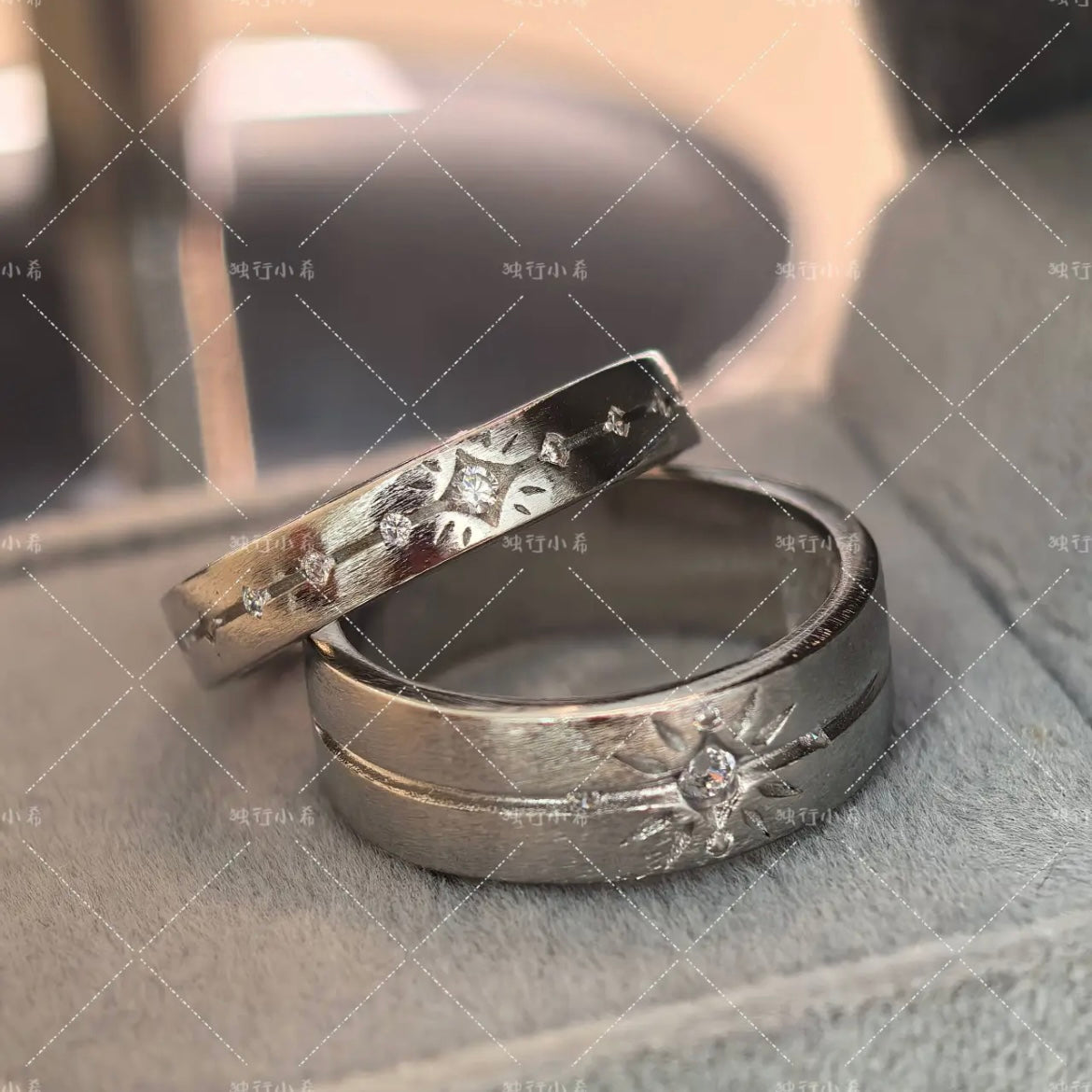 Brushed Finish Sterling Silver Band Ring Set