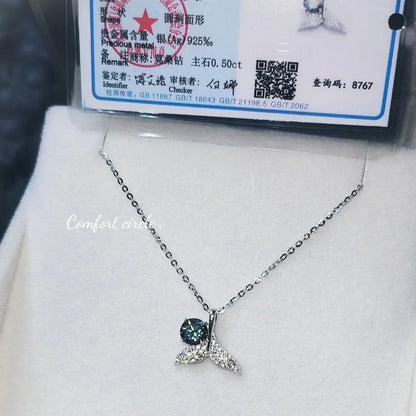 Fishtail Pendant set with Blue Diamonds