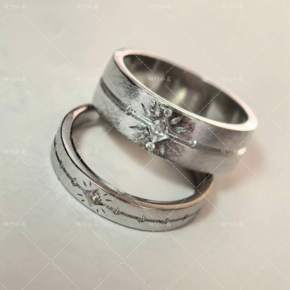Brushed Finish Sterling Silver Band Ring Set