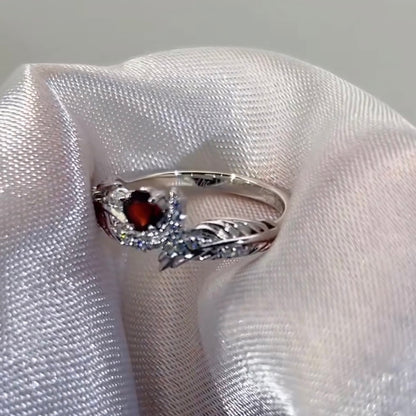 Kitten Red Center Stone Ring