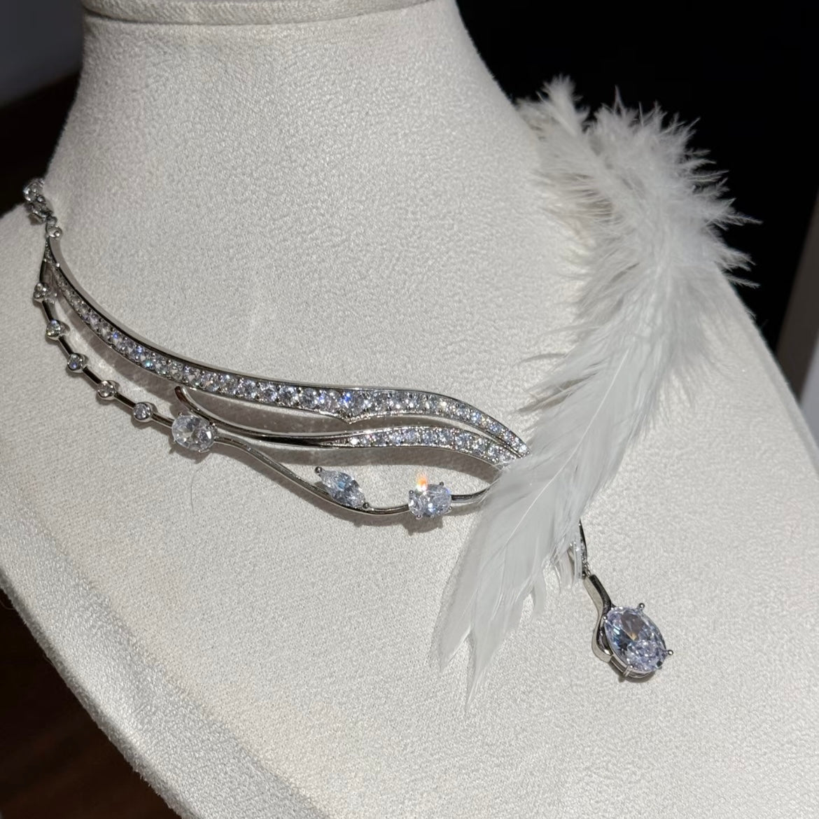 Kitten's Wedding Feather Necklace