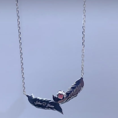 Sylus Feather Necklace — 925 Sterling Silver with Red Tourmaline