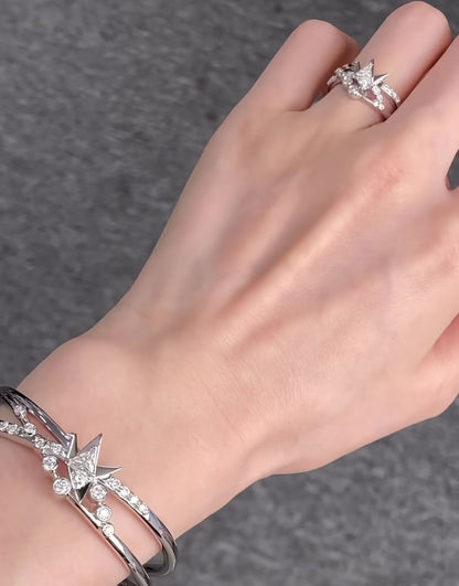 Caleb Bracelet — 999 Sterling Silver, Platinum Plated, with Moissanite Gemstones