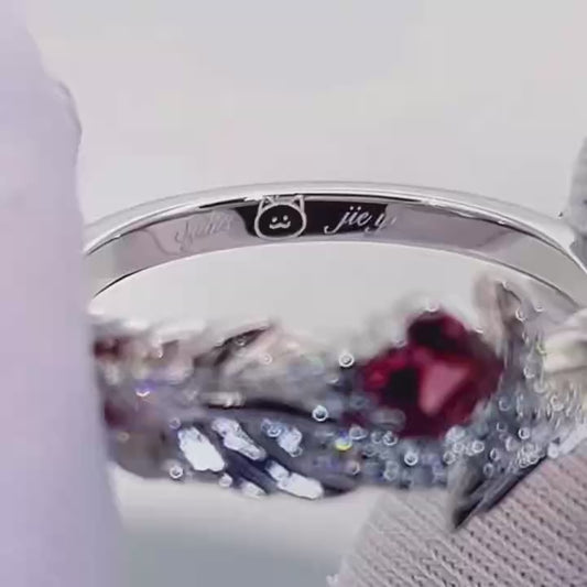 Kitten Red Center Stone Ring