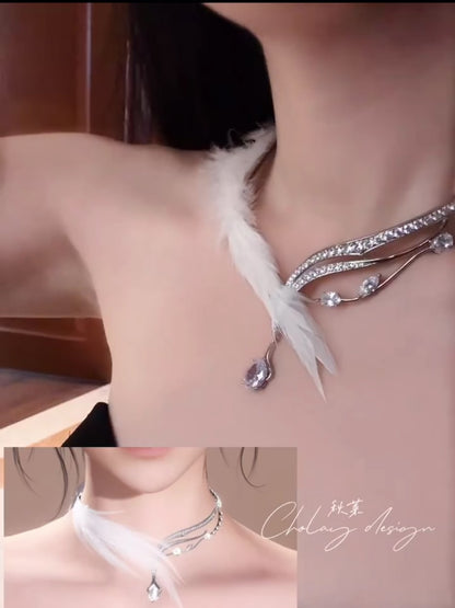 Kitten's Wedding Feather Necklace